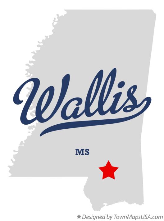 Map of Wallis Mississippi MS