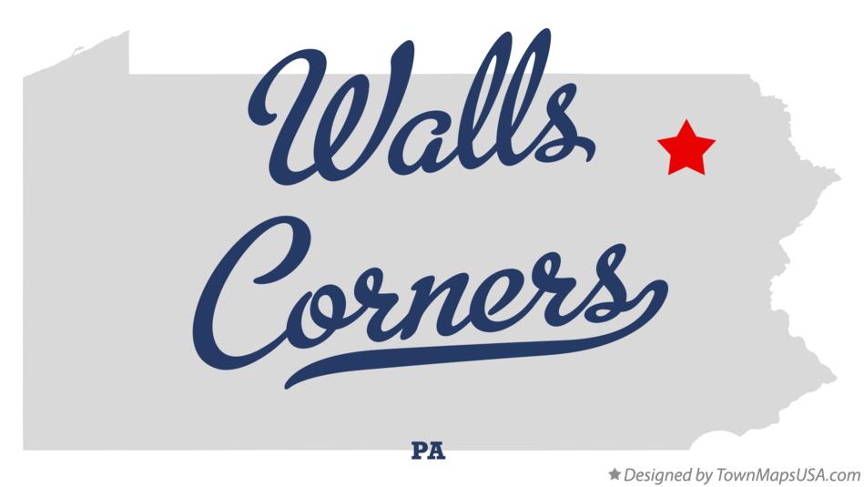 Map of Walls Corners Pennsylvania PA