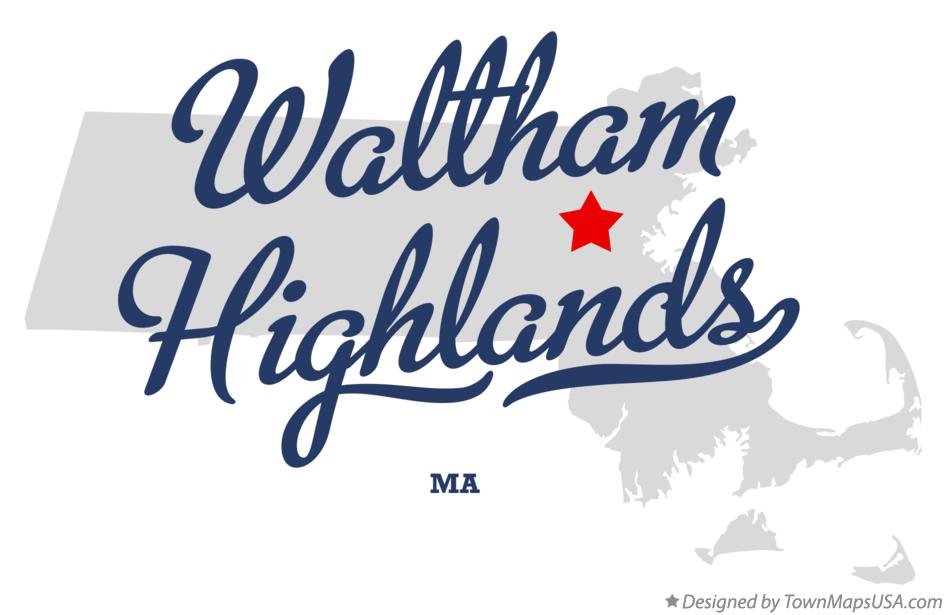 Map of Waltham Highlands Massachusetts MA