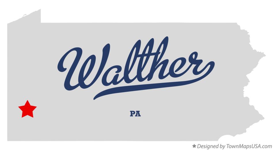 Map of Walther Pennsylvania PA