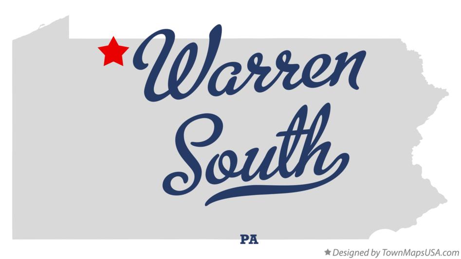 Map of Warren South Pennsylvania PA