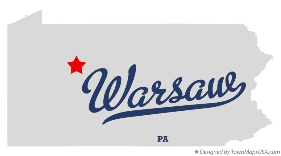 Map of Warsaw Pennsylvania PA