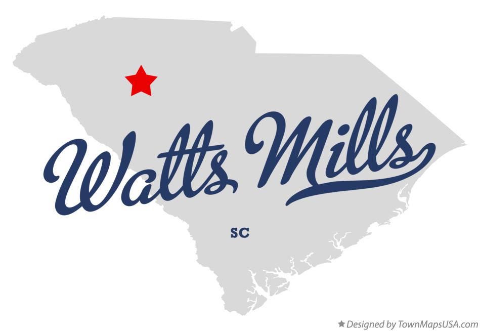 Map of Watts Mills South Carolina SC