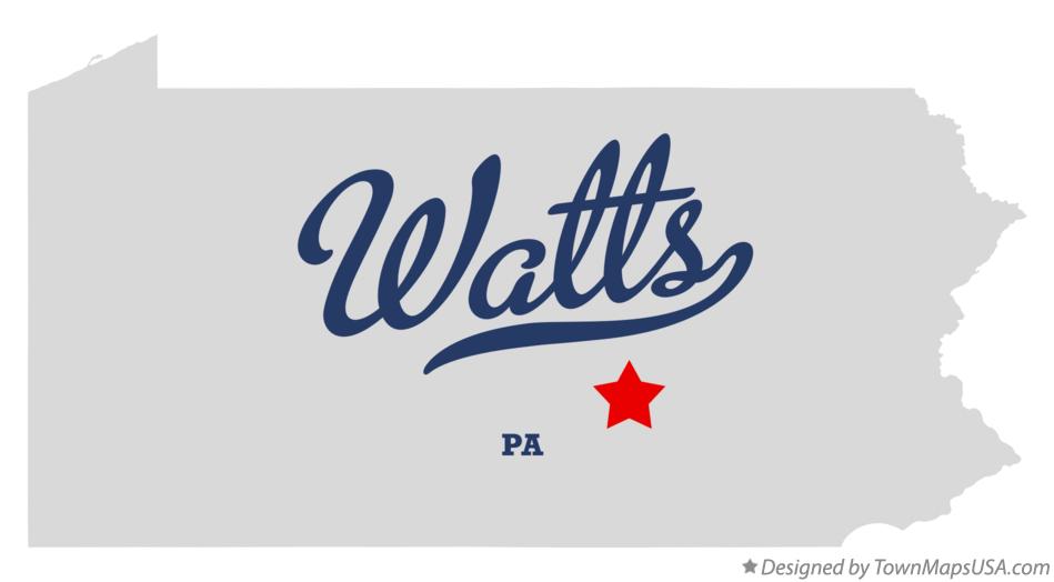 Map of Watts Pennsylvania PA