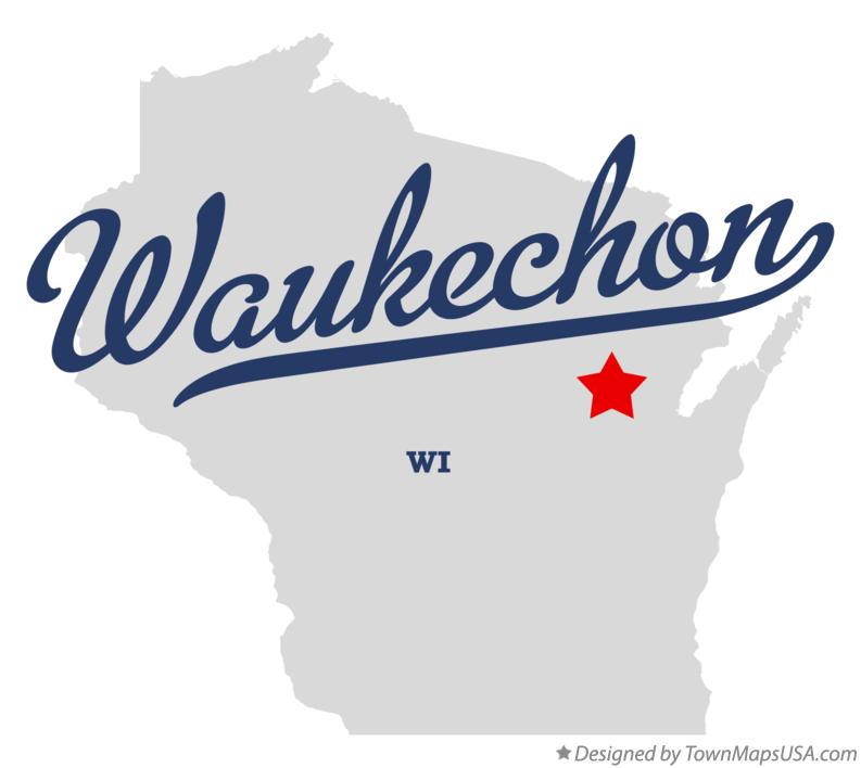 Map of Waukechon Wisconsin WI