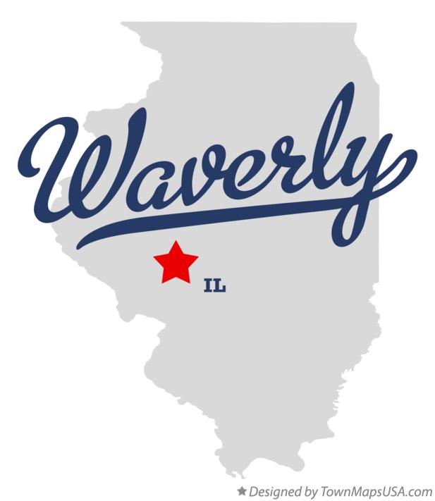 Map of Waverly Illinois IL