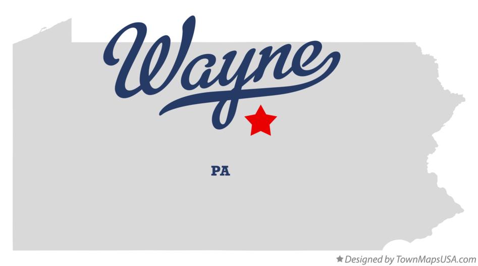 Map of Wayne Pennsylvania PA