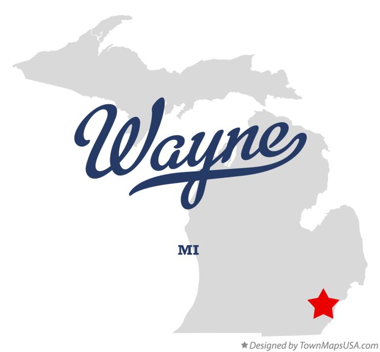 Map of Wayne Michigan MI