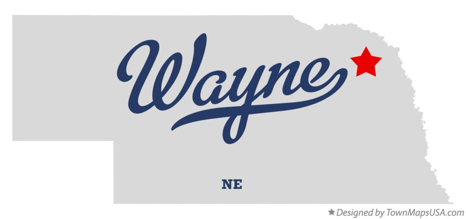 Map of Wayne Nebraska NE