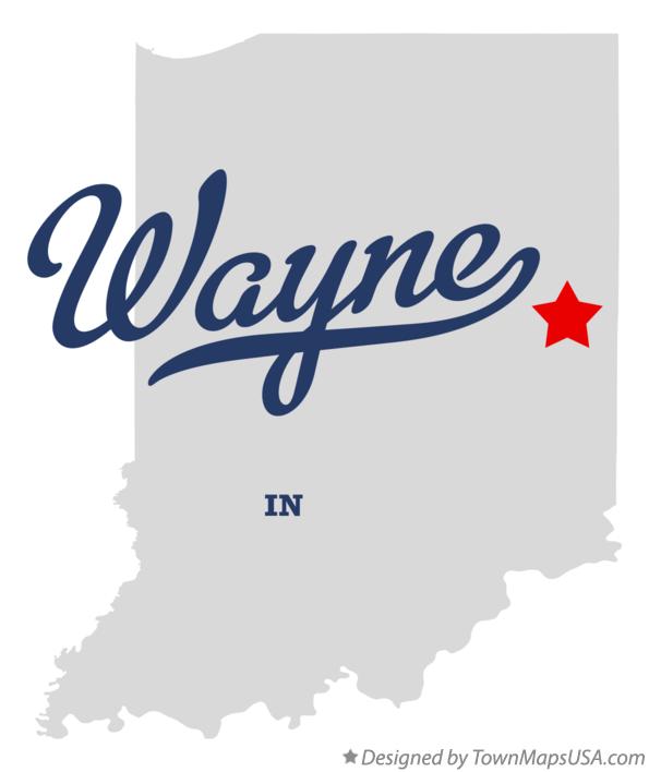 Map of Wayne Indiana IN