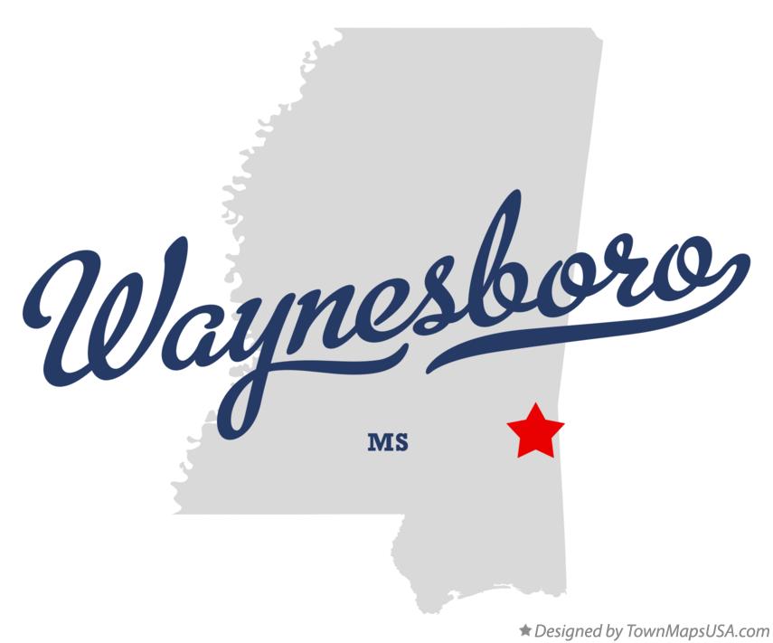 Map of Waynesboro Mississippi MS
