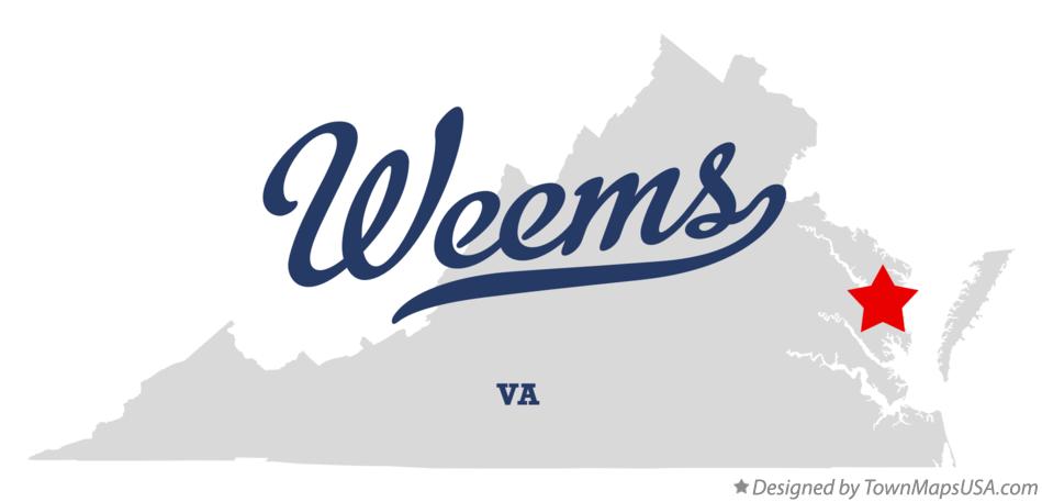 Map of Weems Virginia VA