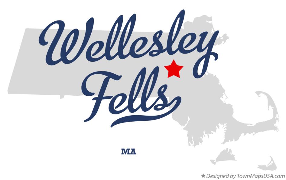 Map of Wellesley Fells Massachusetts MA