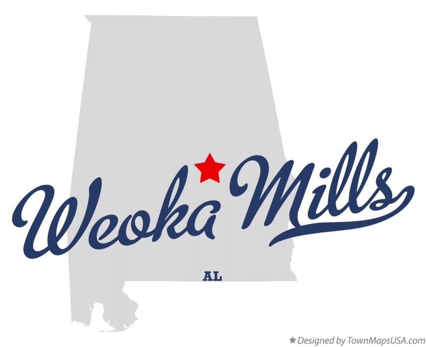 Map of Weoka Mills Alabama AL