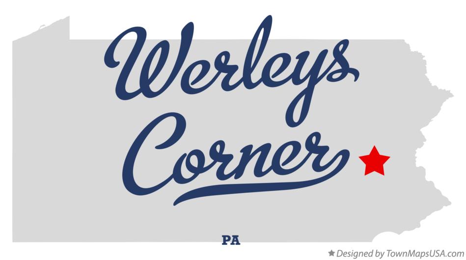 Map of Werleys Corner Pennsylvania PA