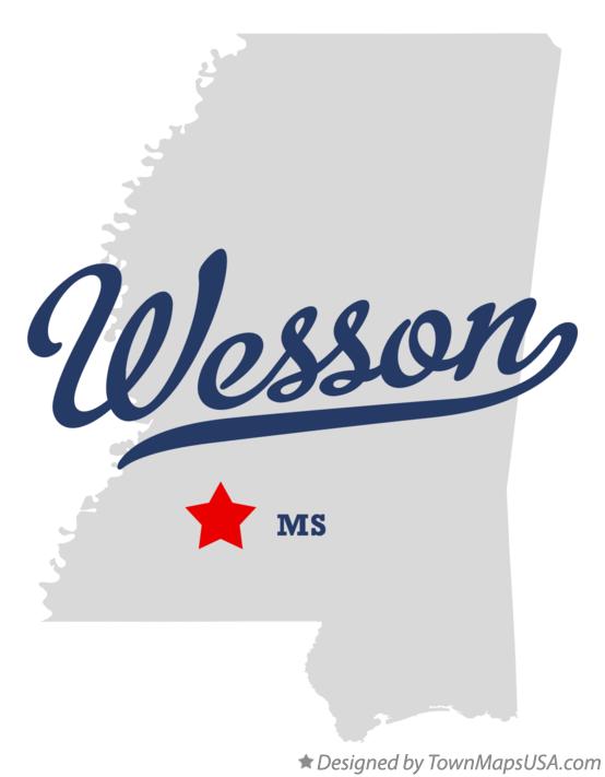 Map of Wesson Mississippi MS