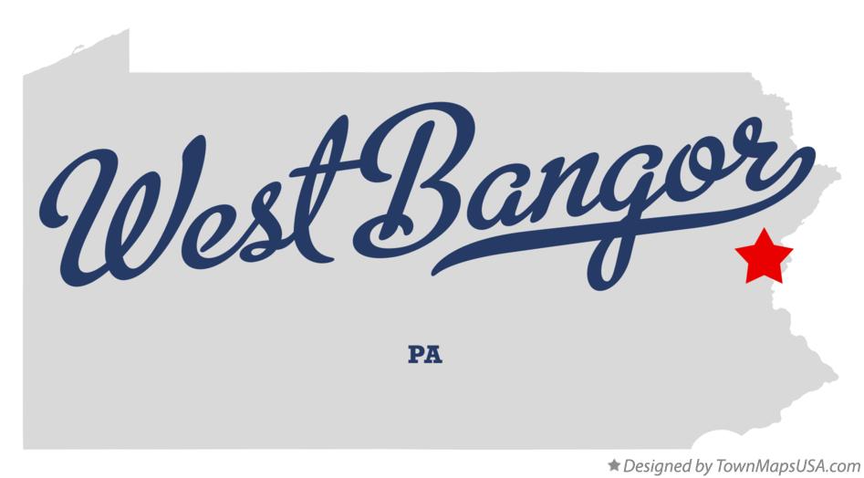 Map of West Bangor Pennsylvania PA
