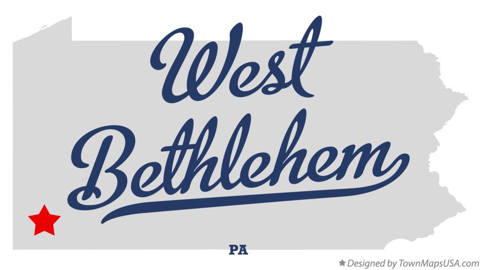 Map of West Bethlehem Pennsylvania PA
