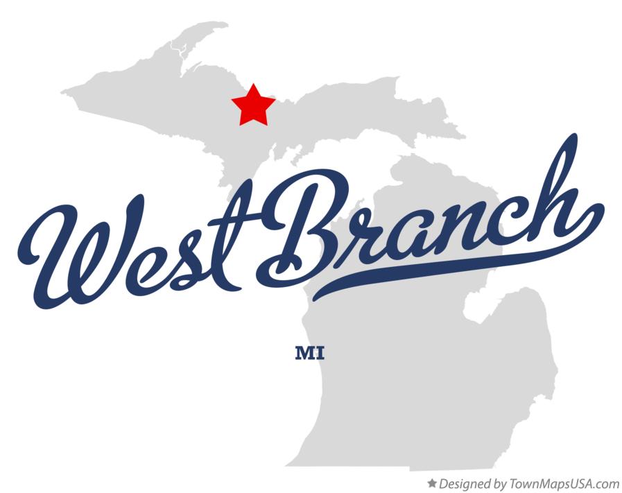 Map of West Branch Michigan MI