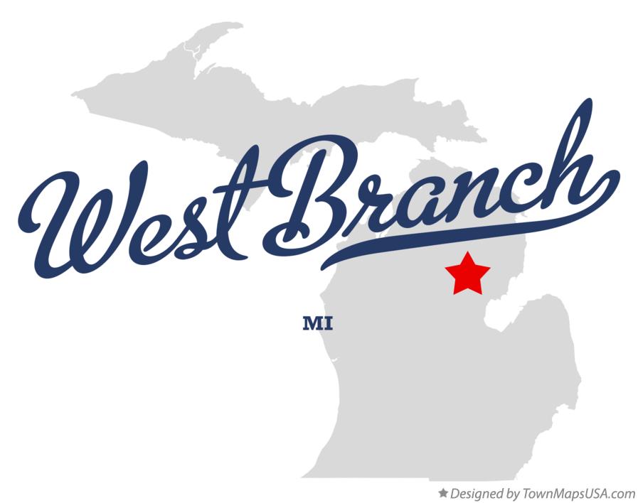 Map of West Branch Michigan MI