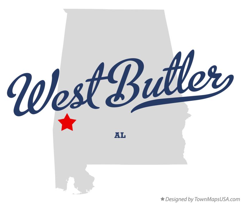 Map of West Butler Alabama AL