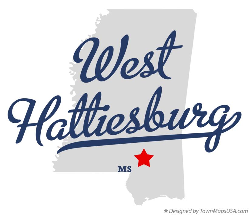 Map of West Hattiesburg Mississippi MS