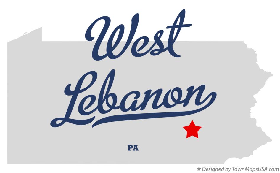 Map of West Lebanon Pennsylvania PA
