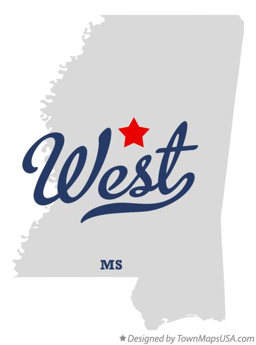 Map of West Mississippi MS