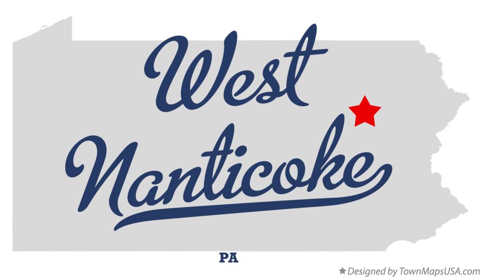 Map of West Nanticoke Pennsylvania PA