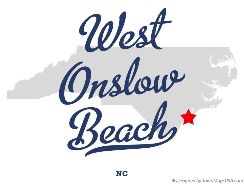 Map of West Onslow Beach North Carolina NC