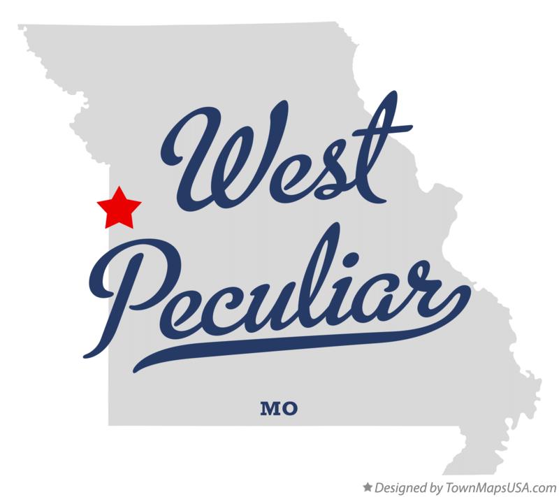 Map of West Peculiar Missouri MO