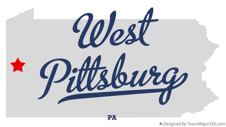 Map of West Pittsburg Pennsylvania PA