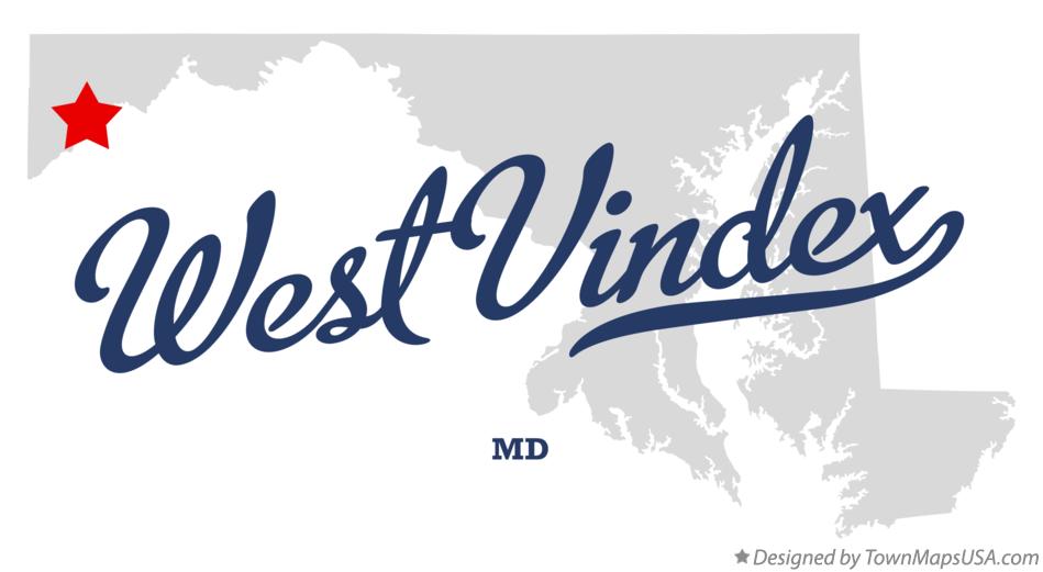 Map of West Vindex Maryland MD