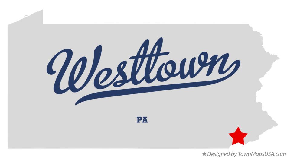 Map of Westtown Pennsylvania PA