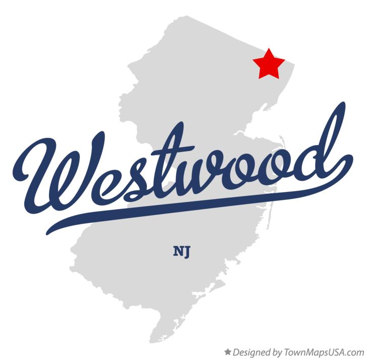Map of Westwood New Jersey NJ