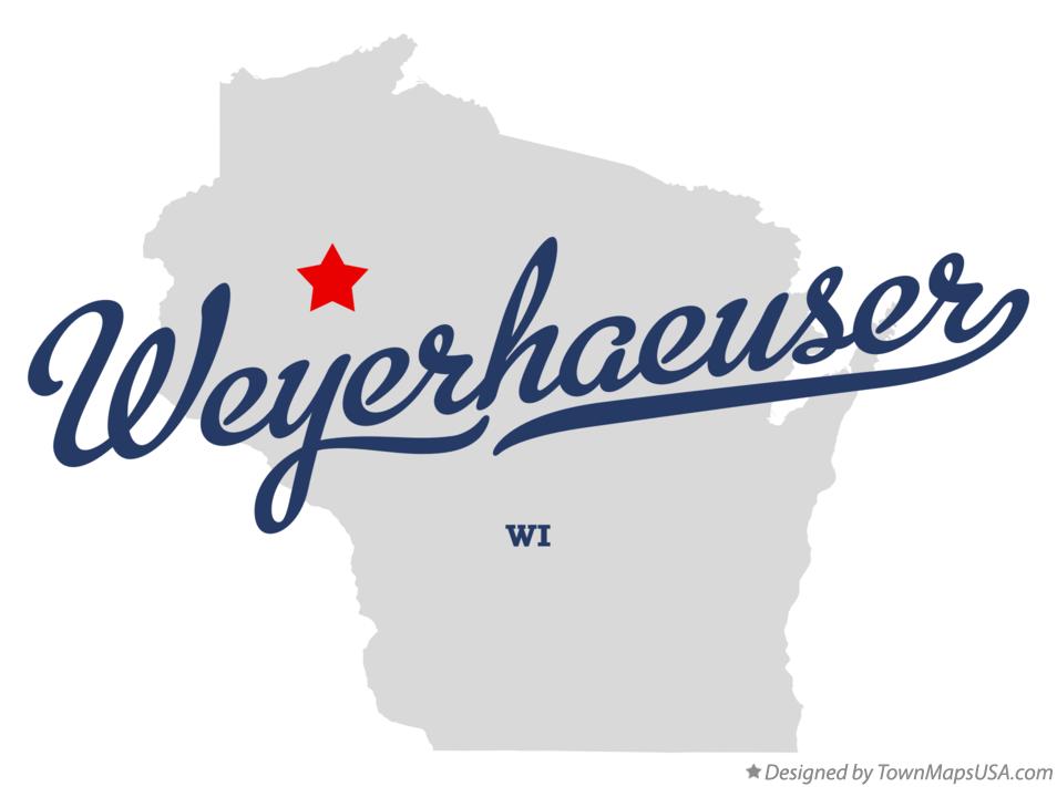 Map of Weyerhaeuser Wisconsin WI