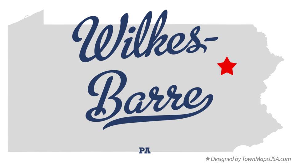 Map of Wilkes-Barre Pennsylvania PA