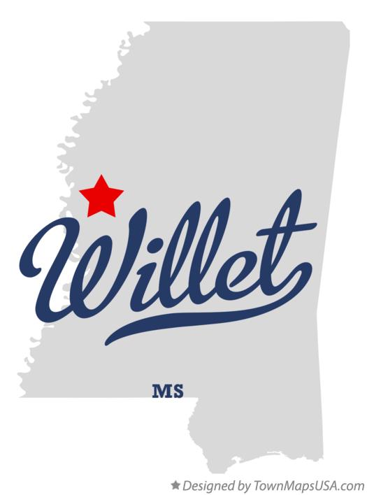 Map of Willet Mississippi MS