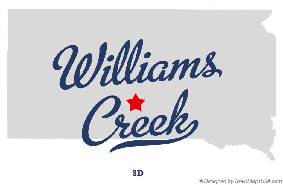 Map of Williams Creek South Dakota SD