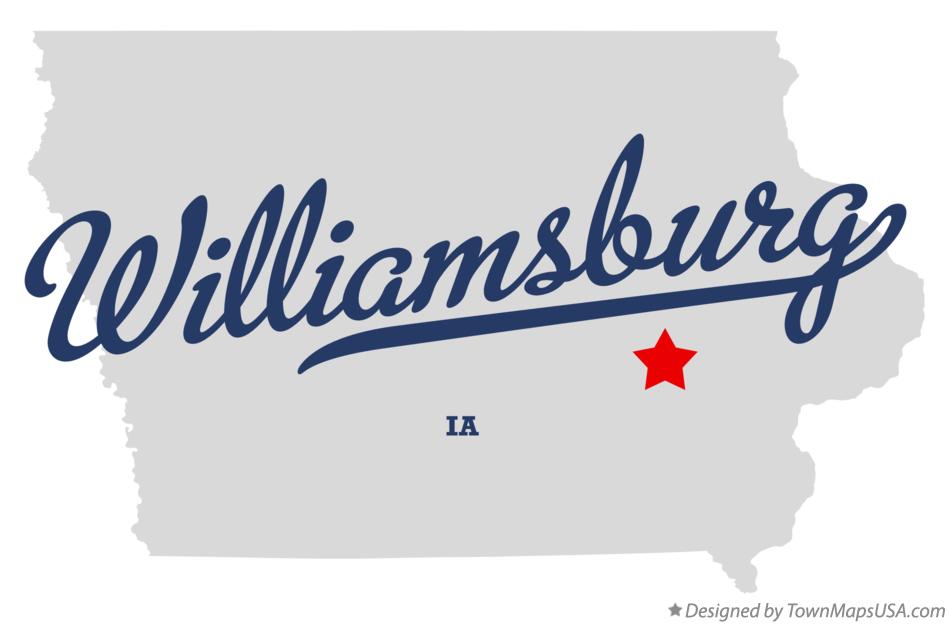 Map of Williamsburg Iowa IA