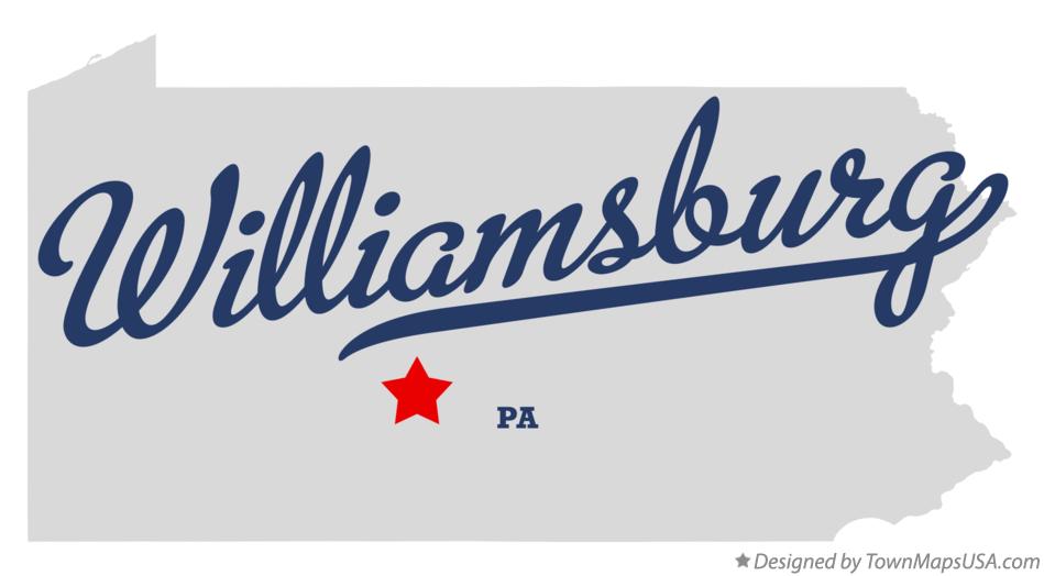 Map of Williamsburg Pennsylvania PA