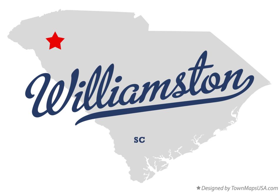Map of Williamston South Carolina SC