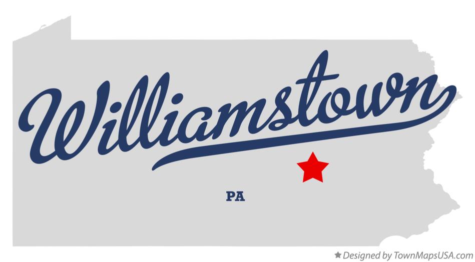 Map of Williamstown Pennsylvania PA