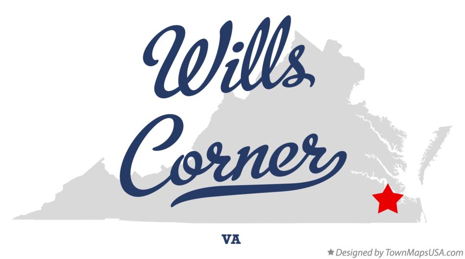 Map of Wills Corner Virginia VA