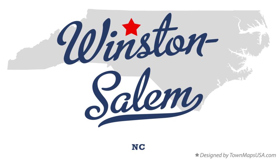 Map of Winston-Salem North Carolina NC