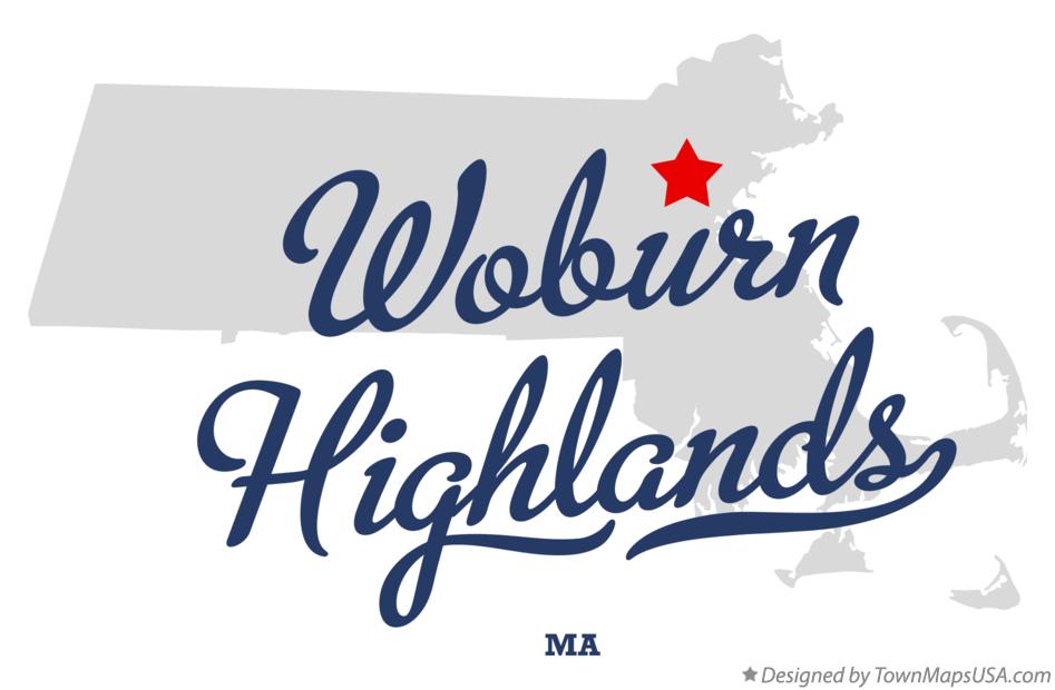 Map of Woburn Highlands Massachusetts MA