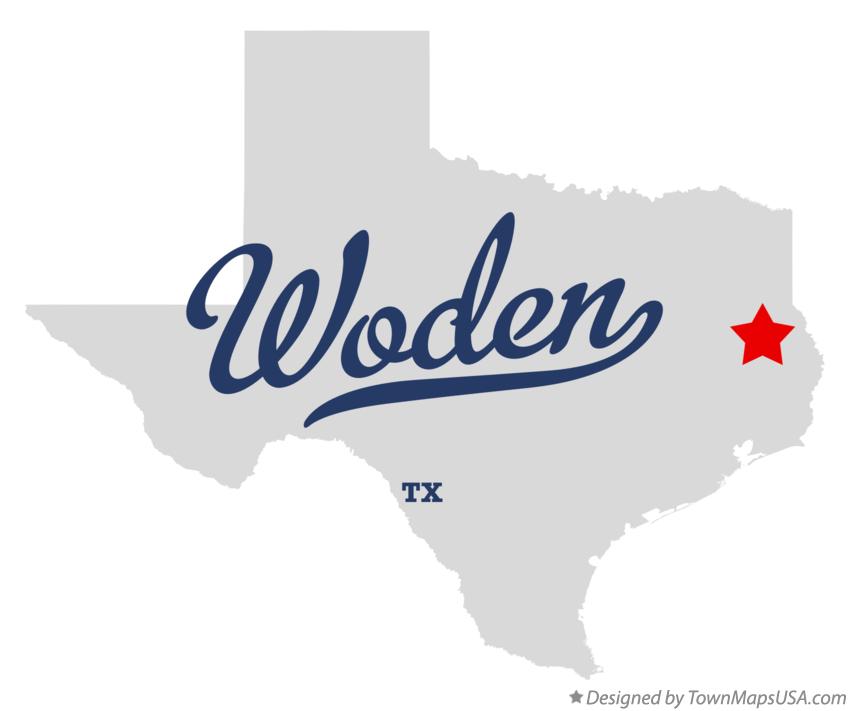 Map of Woden Texas TX