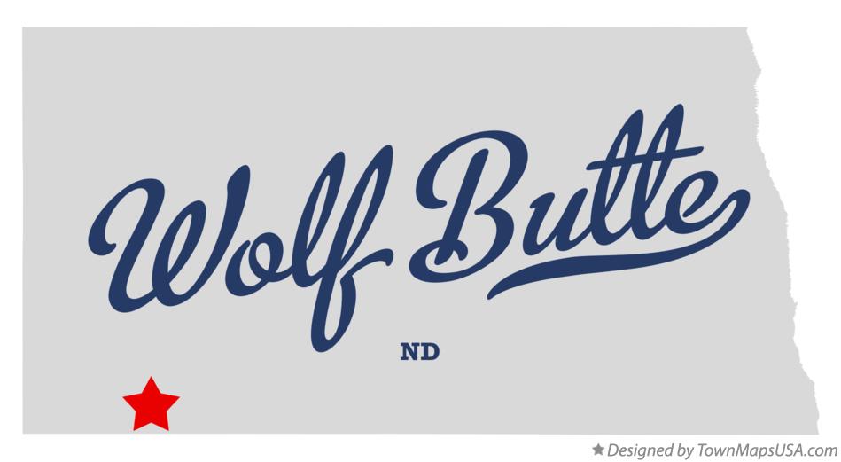 Map of Wolf Butte North Dakota ND