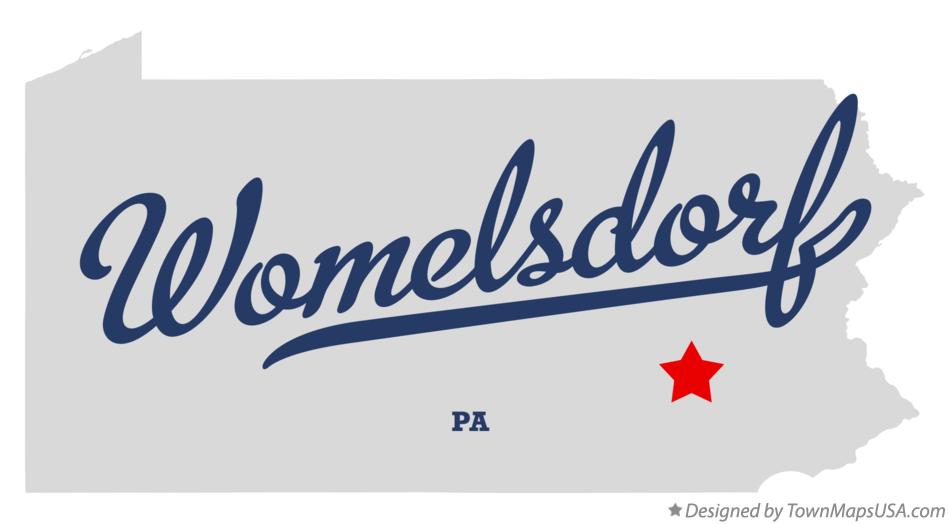 Map of Womelsdorf Pennsylvania PA