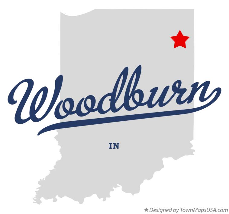 Map of Woodburn Indiana IN
